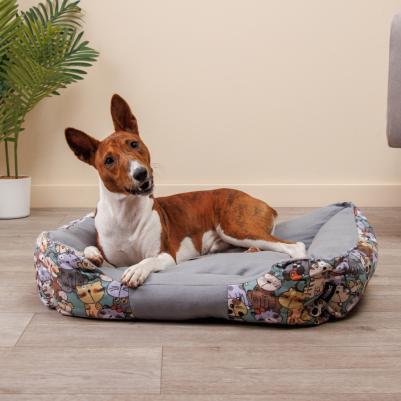 Лежак для собак и кошек Коты, 60х50 см, серый – фото 1