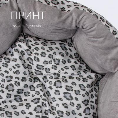 Лежак для собак и кошек Леопард, 70х60 см, серый – фото 6