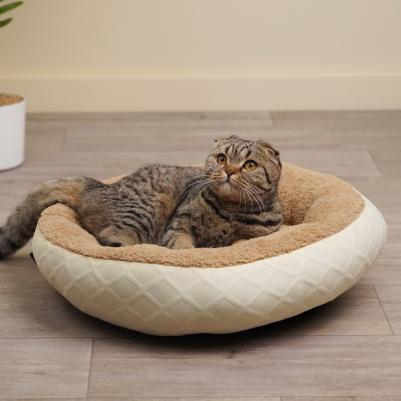 Лежак круглый для собак и кошек, 50x10 см, бежевый – фото 2