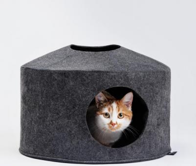Дом-трансформер из войлока для кошек и собак, 46х46х30 см, серый