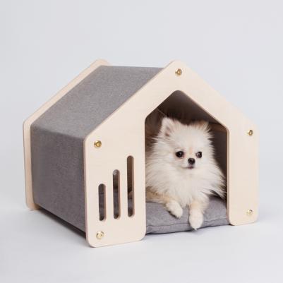 Домик для собак и кошек Лагом, 40х40х36 см, серый