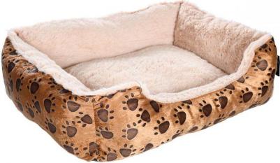 Лежак для кошек и собак мелких и средних пород, 50х40х18 см, коричневый с лапками – фото 3