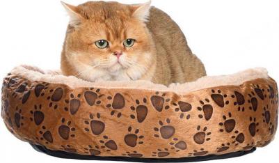 Лежак для кошек и собак мелких и средних пород, 50х40х18 см, коричневый с лапками – фото 5