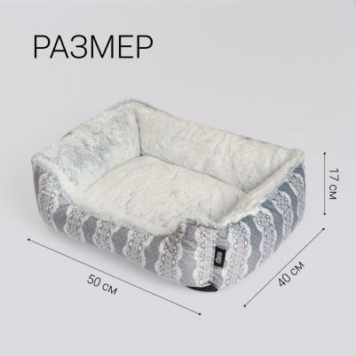 Лежак для кошек и собак мелких и средних пород, 50х40x17 см, серый – фото 3