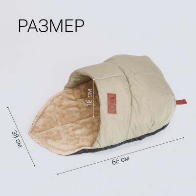 Лежак-конверт для кошек и собак мелких пород, 66х38х18 см, зеленый – фото 6