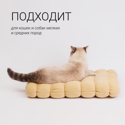 Лежак квадратный для кошек и собак мелких и средних пород Крекер, 50 см, бежевый – фото 1