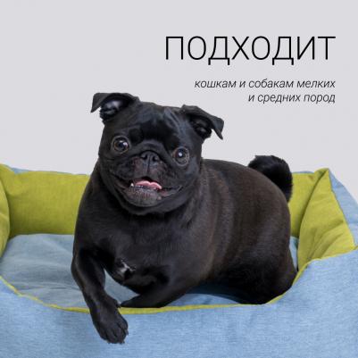 Лежак прямоугольный 70х60 см серый/зеленый – фото 1