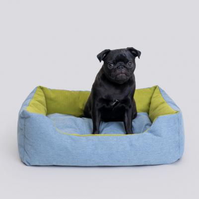 Лежак прямоугольный 70х60 см серый/зеленый