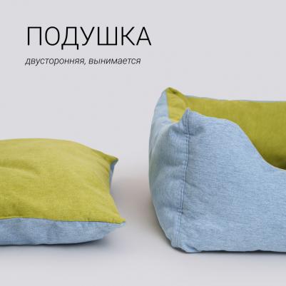 Лежак прямоугольный 70х60 см серый/зеленый – фото 8