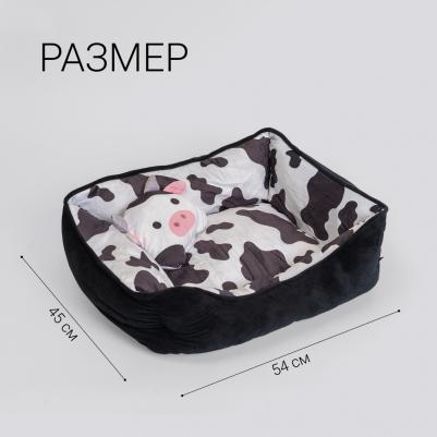 Лежак с игрушкой Коровка 54х45х17см, чёрный – фото 10