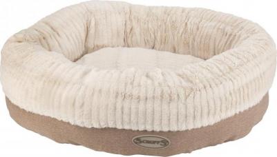 Лежак круглый, плюшевый для собак Ellen коричнево-бежевый 55см