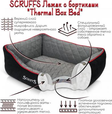 Лежак с бортиками Thermal Box Bed черный для животных 75х60х19 см – фото 8
