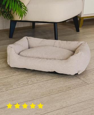 Лежанка для кошки, собаки, с подушкой, текстиль, бежевый 62x87x24см