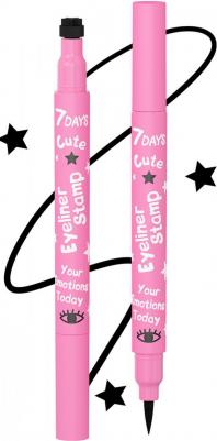 Жидкая подводка 2в1: лайнер - фломастер + маркер для глаз со штампом звезда, черная CUTE / 209, 2 мл