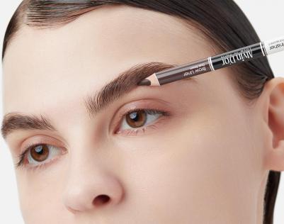 Карандаш для бровей двухсторонний Alvin Do'R Brow Perfect 02 dark brown двойной инструмент включает карандаш и воск для макияжа бровей – фото 2