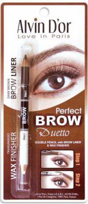 Карандаш для бровей двухсторонний Alvin Do'R Brow Perfect 02 dark brown двойной инструмент включает карандаш и воск для макияжа бровей – фото 7