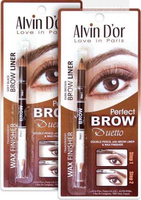 Карандаш для бровей двухсторонний Alvin Do'R Brow Perfect 02 dark brown двойной инструмент включает карандаш и воск для макияжа бровей – фото 9