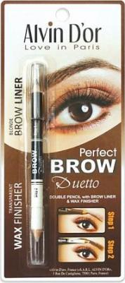 Карандаш для бровей двухсторонний Alvin Do'R Perfect Brow 01 soft black двойной инструмент включает карандаш и воск для макияжа бровей – фото 1