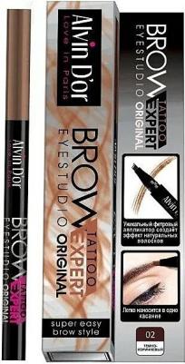 Маркер для бровей Alvin Do'R Brow Tattoo 02 Dark Brown темно-коричневый – фото 1