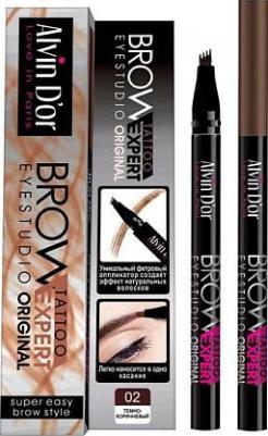 Маркер для бровей Alvin Do'R Brow Tattoo 02 Dark Brown темно-коричневый – фото 2
