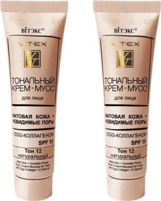 Крем-мусс тональный матовая кожа + невидимые поры с EGG- колл-м SPF15 30мл тон 12 Натуральный – фото 1
