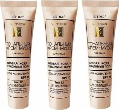 Крем-мусс тональный матовая кожа + невидимые поры с EGG- колл-м SPF15 30мл тон 12 Натуральный – фото 3