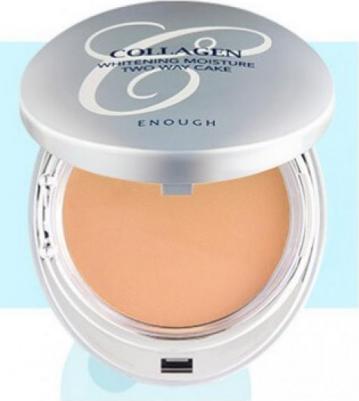 Пудра компактная для лица COLLAGEN WHITENING MOISTURE TWO-WAY CAKE SPF 28 PA++ со сменным блоком тон 21 – фото 1