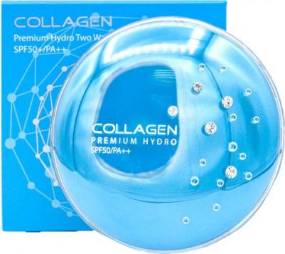 Пудра увлажняющая с коллагеном + запасной блок W Collagen Premium Hydro Twoway Cake #21 12гр*2 – фото 8