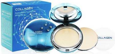 Пудра увлажняющая с коллагеном + запасной блок W Collagen Premium Hydro Twoway Cake #21 12гр*2 – фото 9