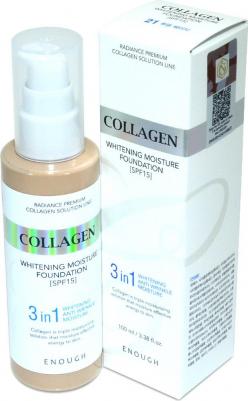 Тональный крем для лица осветляющий увлажняющий 3 в 1 Collagen Whitening Moisture Foundation SPF 15, 21 тон, 100мл – фото 5