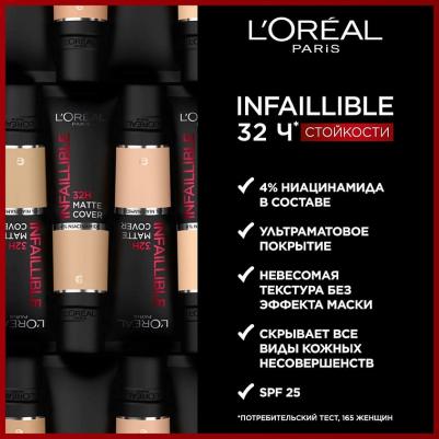 Тональный крем Ультраматирующий Infaillible 32H Matte SPF 25 30мл – фото 20
