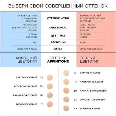 Тональный крем для лица "Affinitone", выравнивающий и увлажняющий, с аргановым маслом, оттенок 42, Темно-бежевый, 30 мл – фото 8