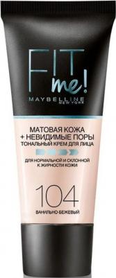Тональный крем для лица "Fit Me", матирующий, скрывающий поры, Оттенок 105, Светло-Бежевый, 30 мл