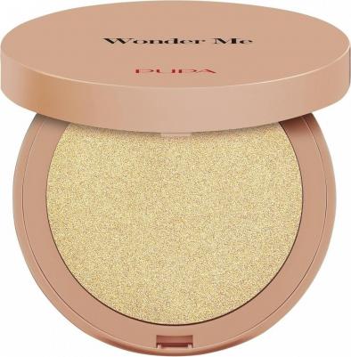 Хайлайтер для лица и тела сухой компактный WONDER ME GLOW №102 чистое золото – фото 2