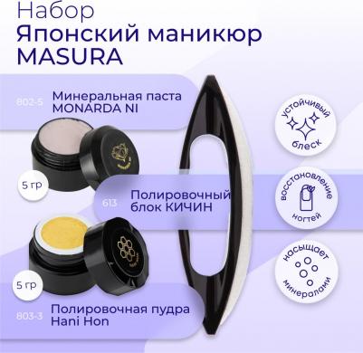 Набор Для Маникюра Паста Monarda Ni Пудра Hani Hon Полировочный Блок Kichin 809-3