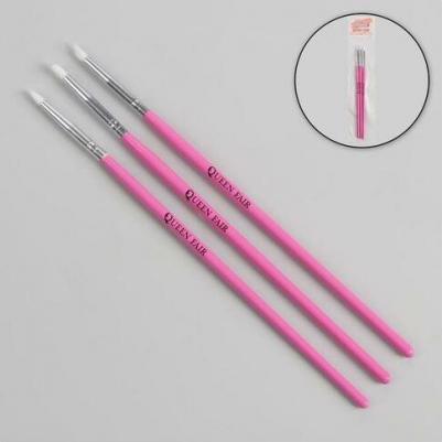 Силиконовые кисти для наращивания и дизайна ногтей, 3 шт, 18 см, цвет розовый – фото 8