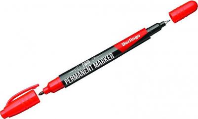 Маркер перманентный двусторонний красный, пулевидный, 0,5-1 мм – фото 6