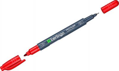 Маркер перманентный двусторонний красный, пулевидный, 0,5-1 мм – фото 7