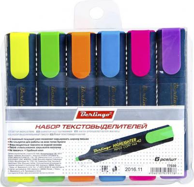 Текстовыделитель 6 цветов (толщина линии 1-5 мм, 6 штук) – фото 1