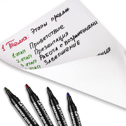 Маркер для флипчарта, НЕПРОПИТЫВАЮЩИЙ, ЧЕРНЫЙ, круглый наконечник, 2,5 мм, 151253 – фото 3