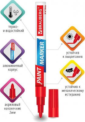 Маркер-краска лаковый EXTRA 2 мм, КРАСНЫЙ, УЛУЧШЕННАЯ НИТРО-ОСНОВА, 151969 – фото 4