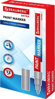 Маркер-краска лаковый EXTRA 2 мм, СЕРЕБРЯНЫЙ, УЛУЧШЕННАЯ НИТРО-ОСНОВА, 151971 – фото 6