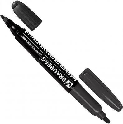 Маркер перманентный двусторонний, ЧЕРНЫЙ, круглый наконечник, 2-4 мм, 150836 – фото 2