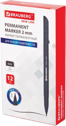 Маркер перманентный New Line чёрный, 2 мм, 12 шт – фото 3
