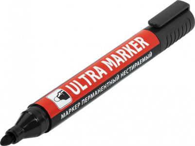 Маркер перманентный "Ultra marker", черный, 3,5 мм, с клипом – фото 1