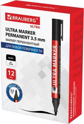 Маркеры перманентные для рисования и письма черные Ultra Marker, Выгодный Комплект 12 штук, 3,5 мм, 880745 – фото 1