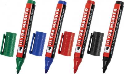 Набор маркеров перманентных "Ultra marker", 4 цвета, круглый наконечник 3,5 мм – фото 1