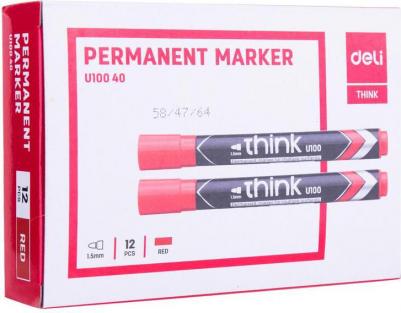 Упаковка перманентных маркеров EU10040, 1.5 мм, круглый пишущий наконечник, красный – фото 7