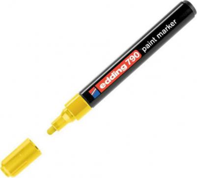 Маркер-краска лаковый "790", 2-4 мм, ЖЕЛТЫЙ, круглый наконечник, пластиковый корпус, E-790/5 – фото 1