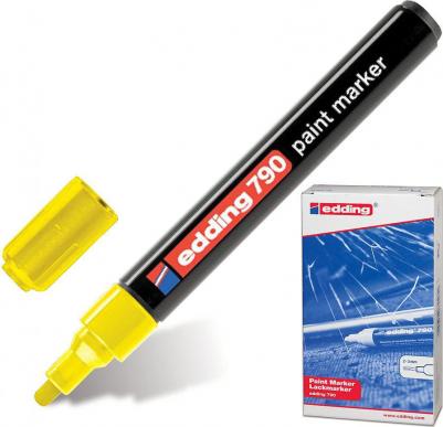 Маркер-краска лаковый "790", 2-4 мм, ЖЕЛТЫЙ, круглый наконечник, пластиковый корпус, E-790/5